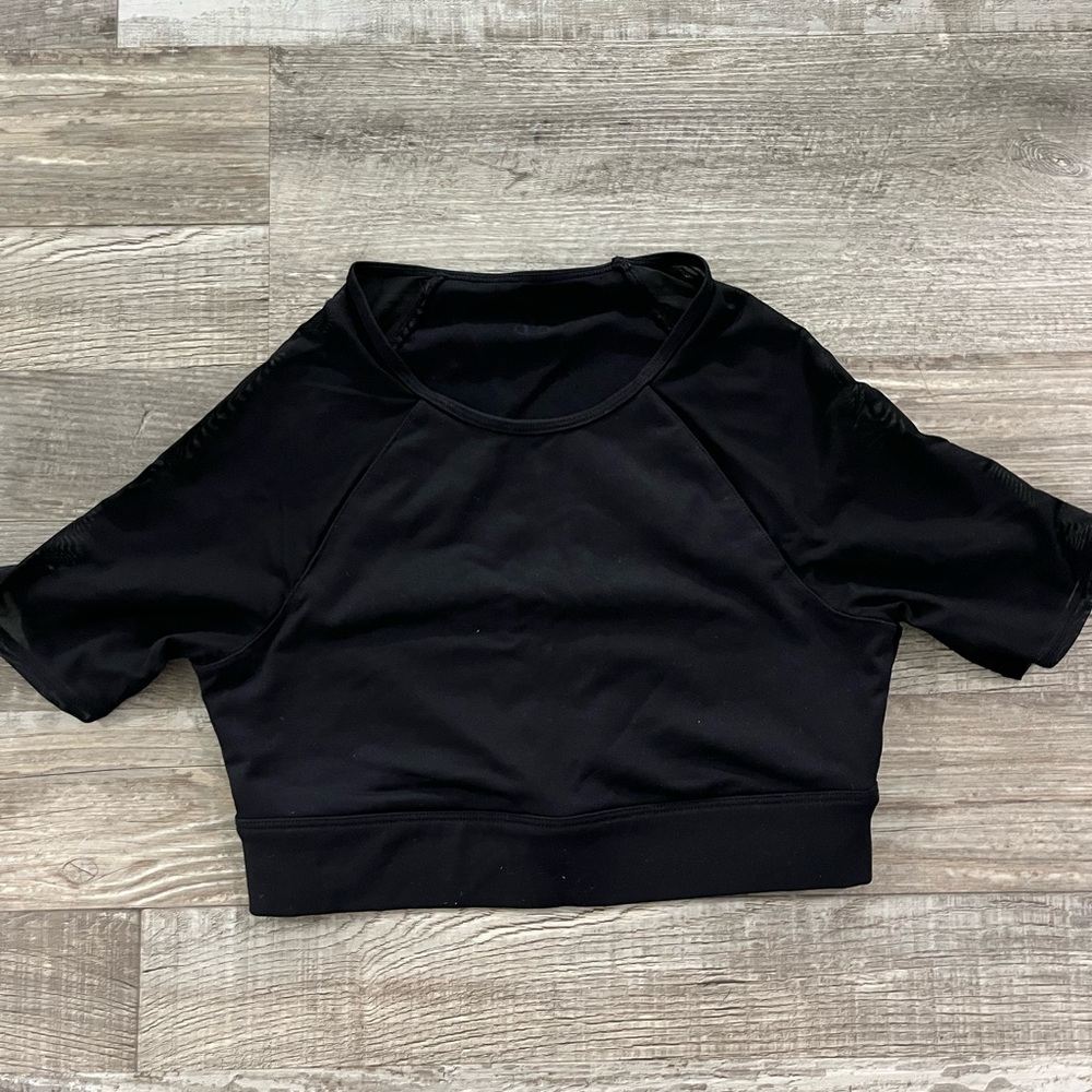 Alo Yoga crop top with sheer short sleeves